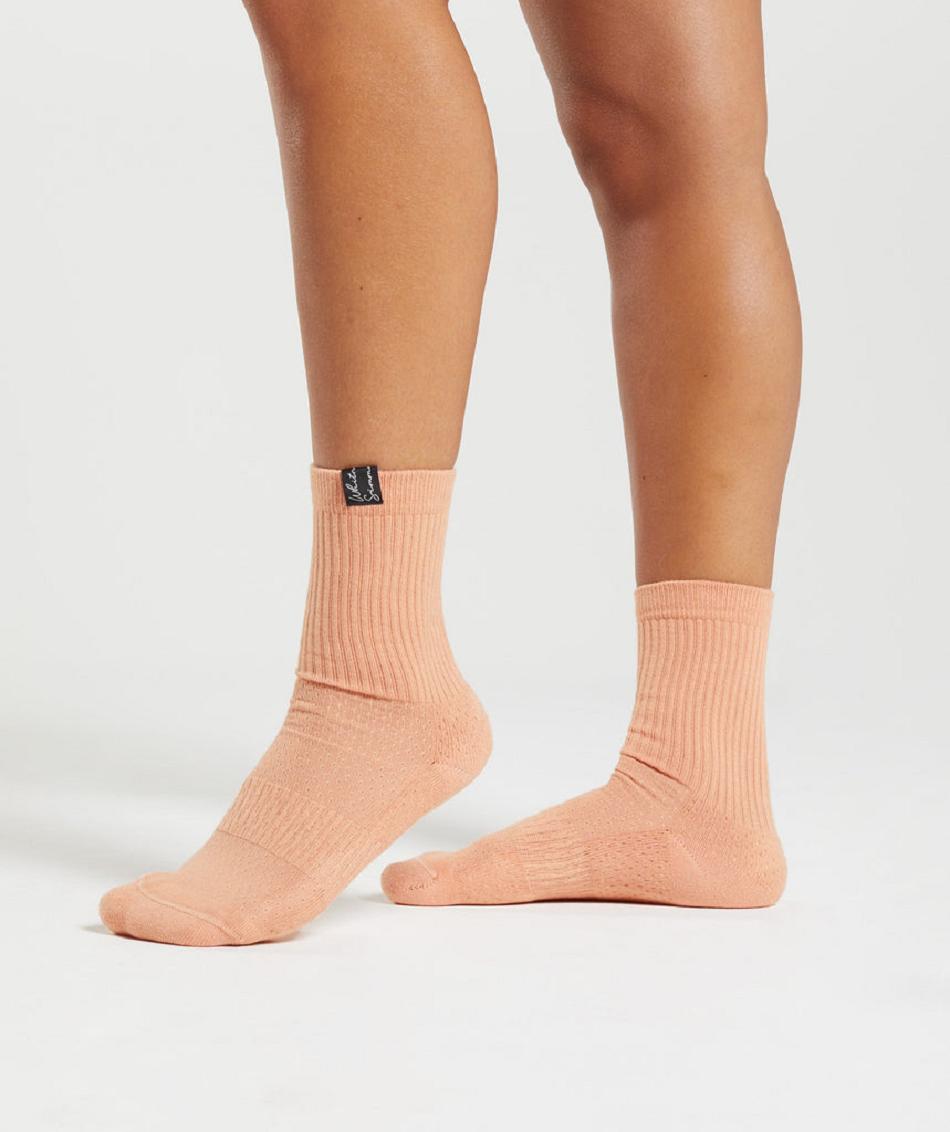 Calcetines Gymshark Whitney Tab Crew 1pk Mujer Beige | CO 3143HAP